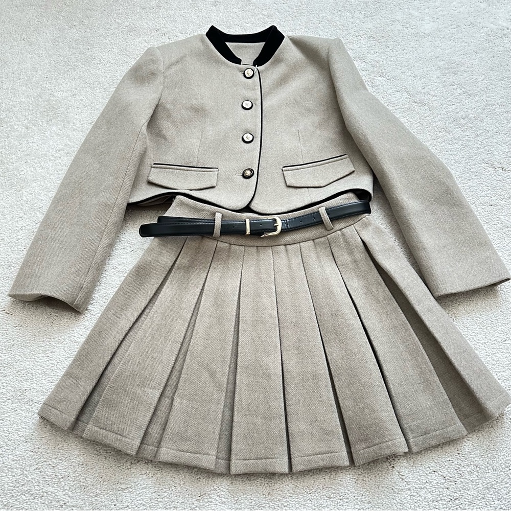 2 Piece Cropped Blazer Jacket & Mini Skirt